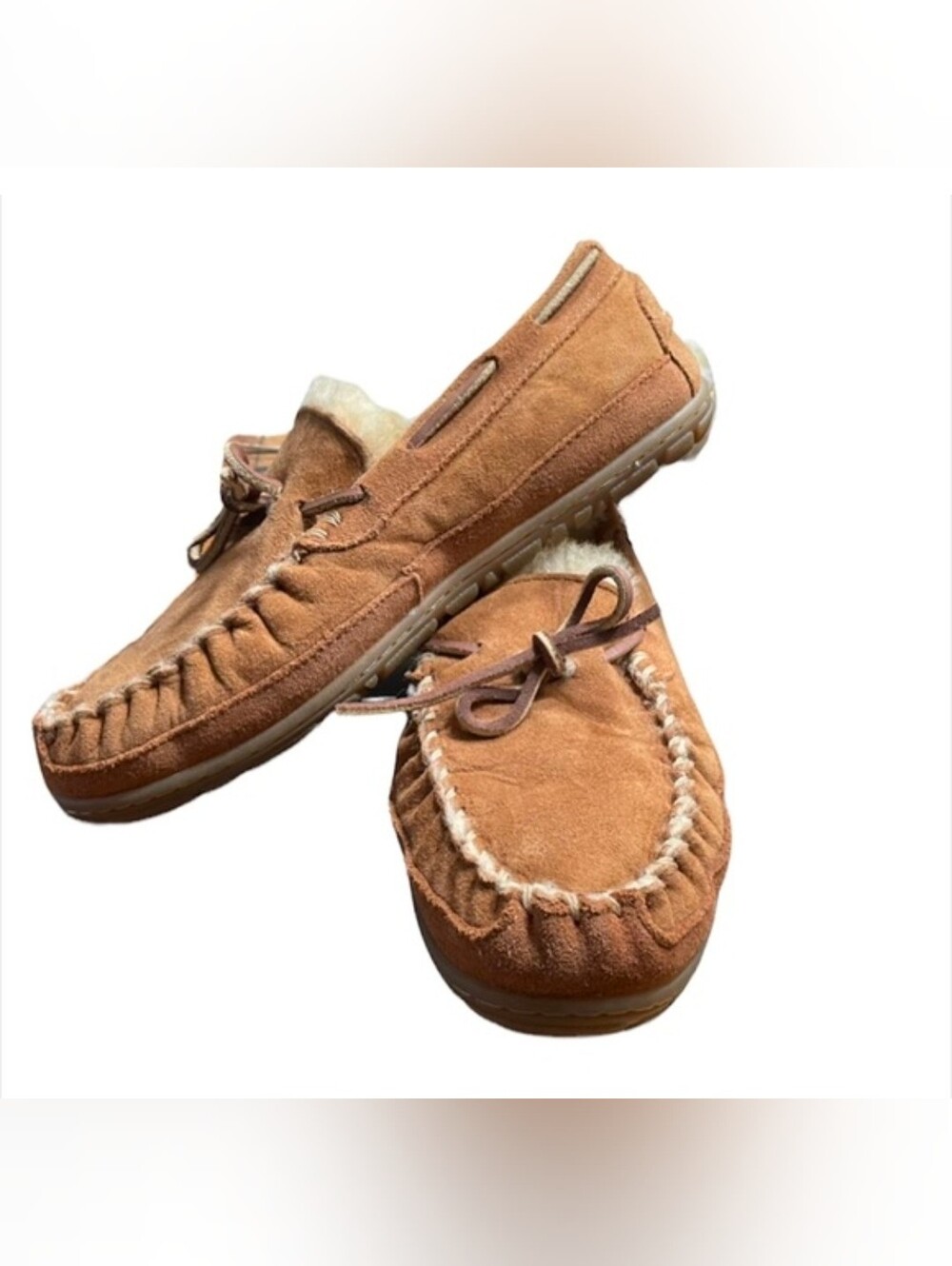 L.L. Bean Moccasins Wicked Good Camp Slippers Mens Size 8 Tan Brown